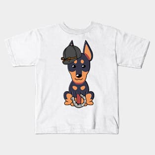 Funny Guard dog is ready to ride a horse Kids T-Shirt